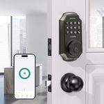 Keyless Entry Door Lock with 2 Door Knobs - App Control Electronic Keypad Deadbolt Smart Lock - 100 Code Keypad Door Lock with Handle - Front Door Lock Set - One Time Code - Auto Lock（Matte Black）