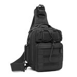 BAIGIO Large Tactical Shoulder Backpack Fly Fishing Sling Bags Water Resistant MOLLE Assault Pack One Strap Chest Sling Pack for Hiking Fishing Cycling Travel