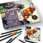 Castle Art Supplies 24 Cezanne Inspired Coloured Pencils Set for Adults Artists | Ideal Sketching Colouring Drawing quality smooth cores | Superior blending layering performance achieving results