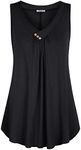 Cestyle Black Flowy Tank Tops Women V Neck Dressy Tops Tunic Length Tops to wear with Leggings Loose Fit Shirts Plus Size Clothing Black XX-Large