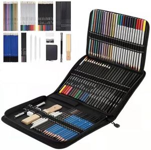 Techshining 72 Pack Drawing Pencils Set, Sketching Pencils, Charcoal Pencils and Colored Pencils with Sketchbook and Art Accessories for Artists, Adults, Students, Teens