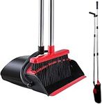 Broom and Dustpan Set, 52 Inches Long Handle Floor Sweeper, Floor Cleaner for Home Office Oudoor Kitchen (Red-Black Colour)