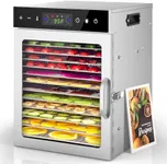 HOPERAN Food Dehydrator, 12 Stainless Steel Trays Dehydrators for Food and Jerky, Herbs, Fruit, Dehydrator Machine with Digital Timer and Temperature Control, Overheat Protection, Recipe Book Included