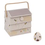 Large Sewing Box/Basket with Drawer Plus Pincushion ~ Beehive/Bee Design ~ Hobbygift/Cotton Club Crafts