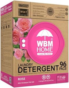 WBM Home 10-in-1 Laundry Pods, Total 96 Count, Ultra Concentrate with Powerful Stain Lifter Technology, Fabric Softener With Rose Extracts, Detergent Pods
