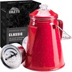 COLETTI Classic Percolator Coffee Pot — Camping Coffee Makers, Coffee Percolator – The Original Camping Coffee Pot, Now Modernized – For Campsite Brewmasters Everywhere [Red Enamel, 12 Cup]