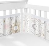 Sweet Jojo Designs + BreathableBaby Blush Pink Gold Star and Moon Girl Breathable Mesh Crib Liner Baby and Infant - Grey Celestial Sky Stars Gray Shabby Chic