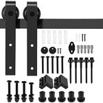 6 FT Black Barn Door Hardware Kit, Dulcii Heavy Duty Steel Slide Sliding Track Rail Hanger Roller 183cm Roller Door Hardware