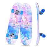 Skateboards for Beginners Kids Boys Girls Teens and Adults, 31 Inch Complete Standard Skateboards with 7-Layer Maple Double Kick Deck Unicorn and Skull Design (Pink)