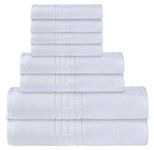 DTEX HOMES 8 Piece Towel Set 100% Egyptian Cotton 500 GSM, 2 Bath Towels, 2 Hand Towels, 4 Washcloths - White