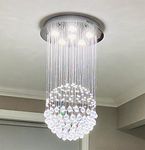 A1A9 Modern Crystal Chandelier Lighting, Clear K9 Crystal Raindrop Ceiling Light, Luxurious Ball Flush Mount Lights for Dining Room Living Room Hallway Foyer Entryway, Size: D45cm H80cm