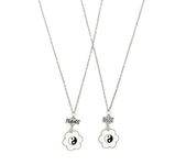 El Regalo 2 PCs Best-Friend (BF) Pendant Necklace Set for Besties/Sisters/Best Friends- BFF Rainbow Heart Clouds/Star/Mermaid Heart/Unicorns Necklaces (Best Friend Yin Yang Flower)