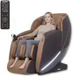 Amzyes 2026 4D Massage Chair Full Body, 17 Modes Zero Gravity Massage Chair, Yoga Stretch 53.15 inch SL Track, Back, Foot, Neck and Shoulder Massage for Tall Man, Shiatsu, Bluetooth Speaker, Brown