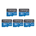 TOPESEL 32GB Micro SD Card 5 Pack Micro SDXC TF Card Flash Memory Card for Action Cameras, Drones, Smartphones and Tablets, 32GB Memory Card SDXC UHS-I, U1, C10