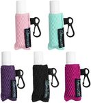 Beautyflier Clip-on Sleeve Chapstick Pouch Keychain Lipstick Holder Elastic Lip Balm Holster Travel Accessories (Black/Hot Pink/Purple/Robin Egg Blue/Pink)