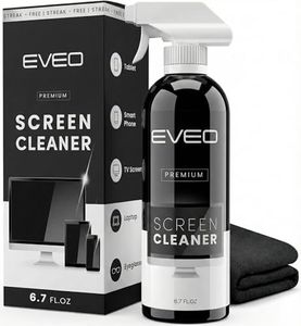EVEO® Screen Cleaner Spray Kit (Streak-Free) TV Screen Cleaner for Smart TV, Lcd, LEd, Oled | Computer Screen Cleaner Spray and Wipe Microfiber Cloth - TV, Monitor, Laptop, iPad, Car - 6.7oz 1 Pack