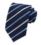 Elfeves Men's Modern Striped Patterned Formal Ties College Daily Woven Neckties, Navy Blue White, One Size