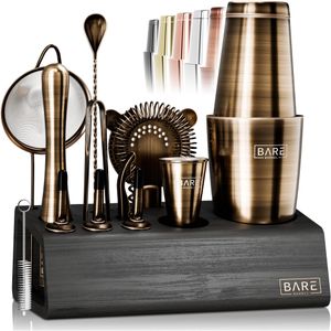 Bare Barrel 14-Piece Cocktail Shaker Set – Bartender Kit with Accessories