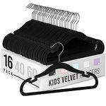 Velvet Baby Hangers for Clothes - Heavy Duty Non Slip Velvet Kids Hangers Or Toddler Hangers for Closet | Ultra Thin Design Kid Hangers for Space Saving - Ganchos De Ropa para Bebe (16 Pack Black)