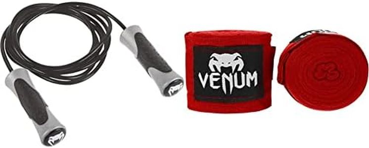 Venum Competitor Cuerda Ponderada de Saltar, Unisex adulto, Negro, Única + Kontact Vendas de Boxeo, Unisex adulto