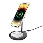 UNIGEN AUDIO MAGTEC 200 Duo Mag-Safe Charging Stand Compatible with iPhone 15/14 Pro/14/14 Plus, iPhone 13 Pro/13 Pro/13 Mini/13, Air-pods 2/3/Pro (BK)