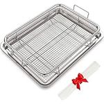 Air Fryer Basket for Oven, Stainless Steel Crisper Tray and Pan, Deluxe Air Fry in Your Oven, 2-Piece Set, Baking Pan (Chrome)