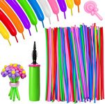 100Pcs Long Balloons, with a Balloon Pump, DIY 260Q Assorted Colors Balloons, Twisting Magic Balloon for Birthday Wedding Festival Clowns Party Decorations