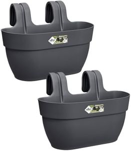 elho Vibia Campana Easy Hanger - Maceta para balcón - 100% plástico reciclado - Juego de 2 - Ø 36,0 x H 26,5 cm - Negro/Antracita