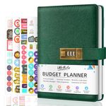 WEMATE Budget Planner 2024 with Lock, Monthly Budget Book with Expense Tracker Notebook, Undated Financial Planner to Manage Your Money, A5 Leather Account & Budget Book, Dark Green