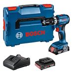 Bosch Professional 18V System Cordless Impact Drill Driver GSB 18V-45 (rotational Speed of 1,900 RPM, incl. 2X GBA 2.0Ah Batteries, Charger GAL 18V-20, L-BOXX)