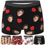 Slavna Custom Boxers for Men Boyfriend Personalized Boxers with Face Photo Underwear Boxer Briefs Valentines Day Gift for Him