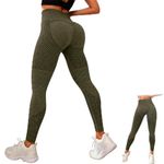 DVDVBOOM 3D Compression Leggings Women, High Waist Anti Cellulite Leggings, Workout Bum Scrunch Butt Lift Leggings, Gym Trousers Womens (UK, Alpha, M, Regular, Regular, Green)