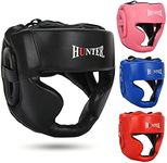 HUNTER Headguard for Professional Boxing, MMA Training Headgear, Kickboxing Head Gear, Headgear for Muay Thai, Grappling, Kickboxing, Karate, Taekwondo, Martial Arts (L/XL, Black)