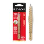 Revlon Hair Removal Tweezer, Gold Series Slant Titanium Coated, Diamond Particles for Maximum Grip, High Precision Tweezers for Men, Women & Kids (Pack of 1)