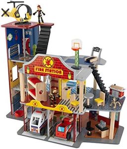 KidKraft Estación de Bomberos de Juguete Deluxe, con camión de Bomberos, Ambulancia, helicóptero, Perro y Figuras de acción, Juguetes niños y niñas 3+ años (63214)