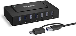 Plugable 7-in-1 USB Charging Hub for Laptops with USB-C or USB 3.0 - USB Charging Station for Multiple Devices and USB Data Transfer with a 60W Power Adapter