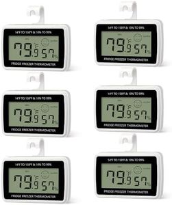 ComfyTune Digital Refrigerator Fridge Thermometer 6 Pack, Waterproof Freezer Thermometer with Max/Min Record, Large LCD Display, Stand and Magnetic Back for Room,Black