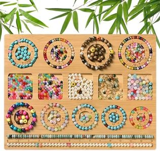 Crystine Bamboo Bead Board for Jewelry Making - Bracelet Making Supplies - Beginner Friendly - Modern Design - Adults