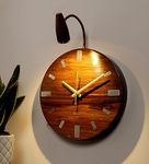 Green House Handmade Sheesham Wood Wall Clock | 12x12 | Unique Stylish | 3W Spotlight/Focus Light Attachment with Adjustal Spring | Living Room, Bedroom, Hallway