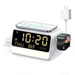 7-in-1 Wireless Charging Station for Samsung&Apple Device, Charger Stand with Voice-Controlled Light, for iPhone 17/16/15/14 Pro Max, Samsung Galaxy, Google, Apple&Samsung Watch, AirPods (White)