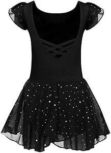 Arshiner Girls Ruffle Sleeve Ballet Dance Dress Crisscross Back Tutu Skirted Leotard