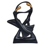 Craftinky Dancing Couple Decorative Art Sculpture | Poly Resin Figurine for Home & Office Decor | Unique Rakshabandhan Rakhi Gift for Brother & Sister | 12-Inch Stylish Black Color with Elegant Finish