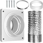 Dryer Vent Hose Connector Kit, Dryer Vent Wall Plate with Hose(4 inch 8 feet), Dryer Duct Connector with Quick Connect & Disconnect, Covers Area 7inch x 7inch, Fits 4 Inch, for Dryer Washer Bathroom