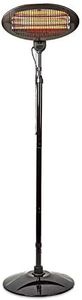 Ex-Pro 2KW Outdoor Freestanding Quartz Electric Garden Patio Heater, 2000W, IP34 Rated, with 3 Power Settings, Adjustable Heat Angle and Height Adjustable Stand