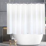 YISURE Short Shower Curtain Liner 180x150cm, White PEVA Shorter Length Shower Curtain with Magnetic Bottom Mold Resistant, Plastic Hooks, Width 70 x Height 60