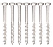 binifiMux 20pcs 1/4" x 4" Stainless Steel Hex Head Lag Screws Bolts Coach Bolts, A2-70/18-8, Plain Finish