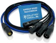 Sound Tools SuperCAT Sound Tails Male etherCON to Female DMX 5-Pin Breakout – 4 Channel Snake & Shielded Touring-Grade DMX Cable for Lighting Control & CAT5e Distribution – 60" Total Length / 54" Span