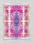 Ambesonne Home Decor Collection, Far Eastern Style Traditional Mandala Tie Dye Style Ombre Print Harmony Meditation Theme Decor, Bedroom Living Room Dorm Wall Hanging Tapestry, Pink