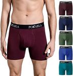 POKARLA Mens Stretch Boxer Briefs Soft Cotton Open Fly Underwear Tagless Underpants Pack of 5 Large