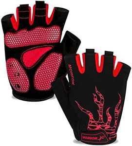MOREOK Cycling Gloves Bike Gloves for Men/Women-[5MM Gel Pad] Biking Gloves Half Finger Bicycle Gloves Exercise Workout Gloves for Cycling/Weight Lifting/Gym/Motorcycle/Rowing-050-RED-XXL
